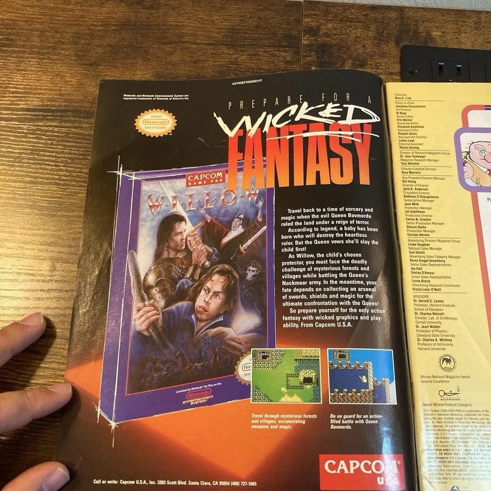 3 2 1 Contact Science Magazine 1989 Full Page Ads NES Willow Mickey Mousecapade